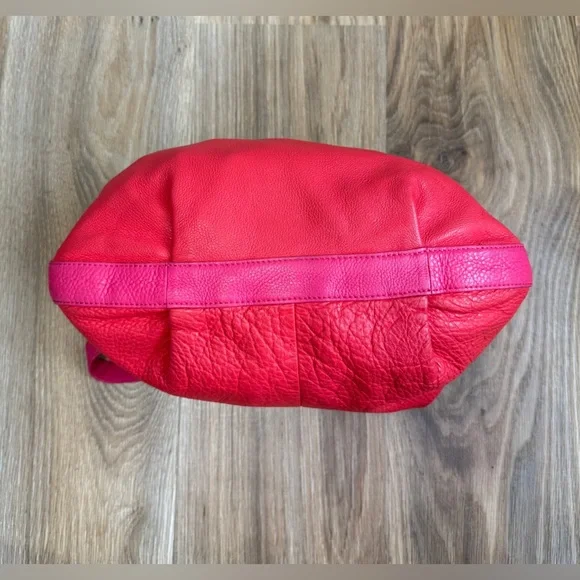 TORY BURCH Stacked T Hobo Bag Red & Fuchsia EUC - Picture 4 of 8